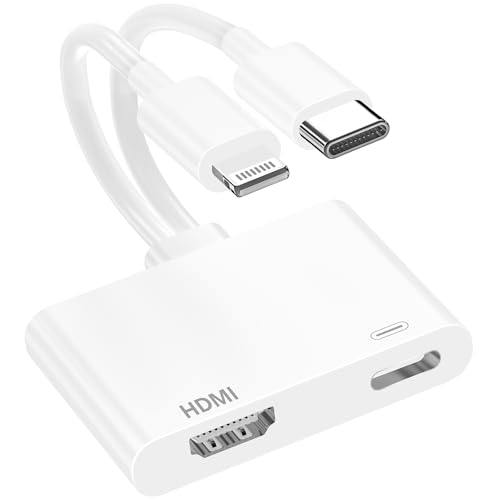 [Apple MFi Certified] Lightning and USB-C to HDMI Adapter for iPhone ipad to TV, 4K@60 Hz Sync Screen Apple to Digital AV Adapter for MacBook iPhone 17/16/15/14/13/12 to TV/Projector/Monitor