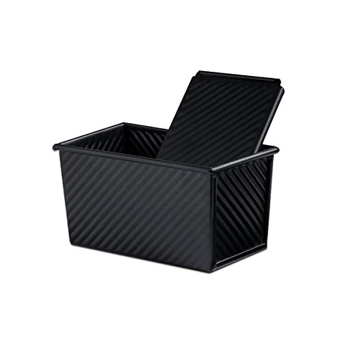 Moule à pain anti-adhésif avec couvercle pour 0,9 kg, en acier carbone avec couvercle coulissant - Noir