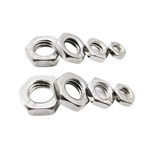 2/5/10/20/50 個 M2 M2.5 M3 M4 M5 M6 M8 M10 M12 M14 M16 304 ステンレス鋼フラット六角六角薄型ナットジャムナット ハンドナット(M6 50pcs)