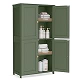 VASAGLE Floor Storage Cabinet, Shaker Cabinet with 2 Adjustable Shelves, 4 Doors, Tall Freestanding Organizer...