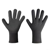 Posheliox Guanti da muta in neoprene da 3 mm, per immersioni, snorkeling e surf, con impugnatura antiscivolo, protezione termica per le mani per sport in acqua fredda, nero (XL)