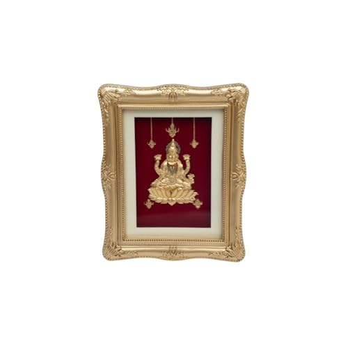 Image of Goddess Laxmi 24kt Gold Foil Art Frame | Premium Ornate Tabletop & Home Decor | Auspicious Indian Gift for Diwali, Weddings & Special Occasions (7.5 cm x 9 cm)