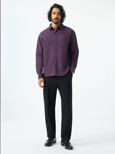 Image of The Souled Store Twill Shirt: Men and Boys Long Sleeve Spread Collar Solid Cotton Relaxed Fit Lightweight Easy to Style Everyday Office Wear Casual Shirt