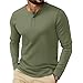 Men Loose Comfortable Henley Pullover 2025 Winter Long Sleeve Solid Color Shirt Fashion Button Down Blouses Tops Army Green