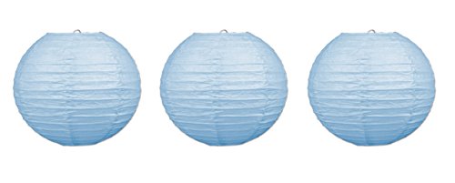 Beistle 3 Piece 9.5" Paper Lanterns, Light Blue