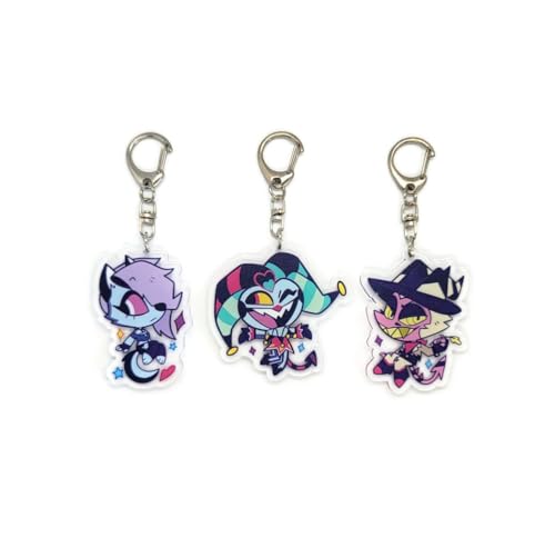 EBTY DREAMS Inc. - Set of 3 Helluva Boss Acrylic Keychain Striker, Loona, Fizzarolli v2