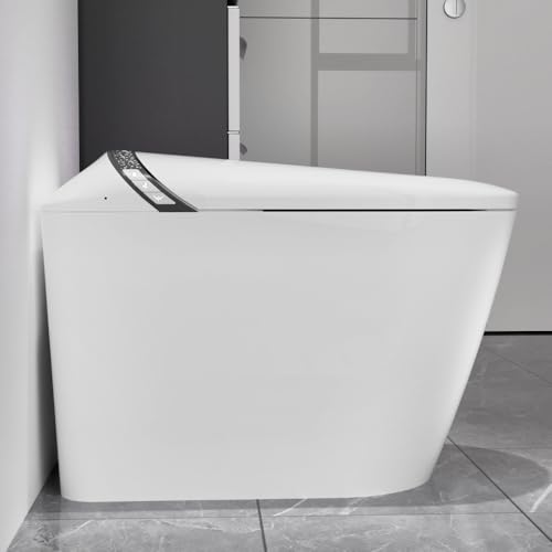 Inodoro Inteligente Moderno con Bidé Integrado para Baño, Asiento Auto Abre/Cierra, Sensor de Pie, Pantalla LED, Secador de Aire Caliente, Gris Mate (Blanco + Porcelana + Baño) miniatura 3