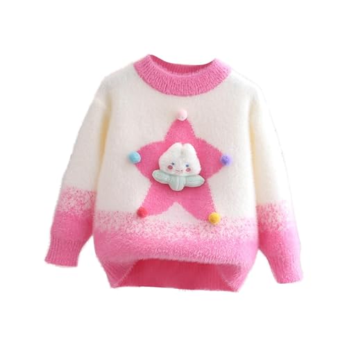 Girls Cute Bunny Pattern Sweaters Crewneck Long Sleeve Kids Fall Winter Cozy Knit Pullover Jumper Tops for 3-12 Years