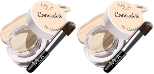 Image of Mila Beaute Conceal It Pot Concealerwith Brush | Enriched With SPF 15 and Vitamin E | Light Weight Concealer | Long Lasting Coverage | Natural Matte Finish | Covers All Skin Concerns | Easily Blendable Concealer For Face Makeup (Light Ivory)