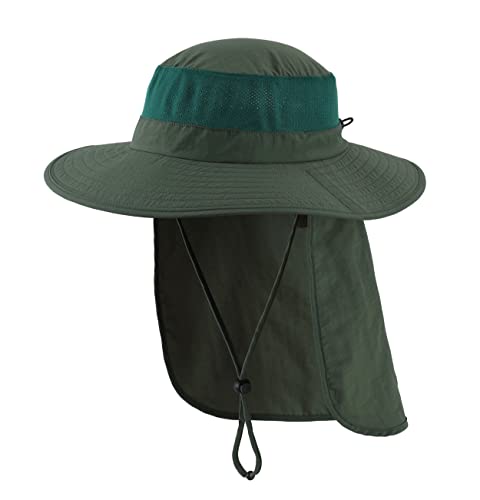 Chapeau de soleil mesh UPF50+ outdoor avec cou rabat et grand bord pour homme femme