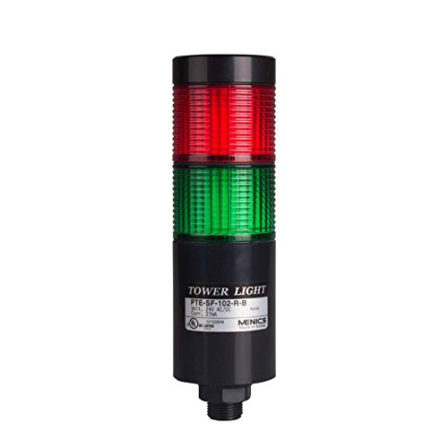 PTE-SCF-2FF-RG-B, LED Stack Tower Light, 56mm red/Green Color 2 Stack Modular, Steady/Flash, Direct mounting Black Body, 25