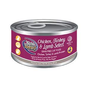 Nutri Source Grain Free Chicken/Turkey/Lamb Select Cat Food 12-5 Oz