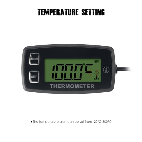 Taikemeti Digitales Motortemperaturthermometer Induktionsthermometer Kleiner Motor Multifunktions-Außenthermometer Wasserdichtes Thermometer, das für Boots-LKW-Motorradmotor geeignet ist