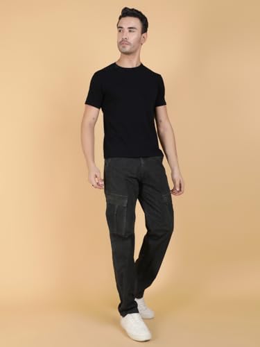 Image of KOTTY Men's Streetwear Style Utility Cargo Pants with Drawstring Waist and Flap Pockets