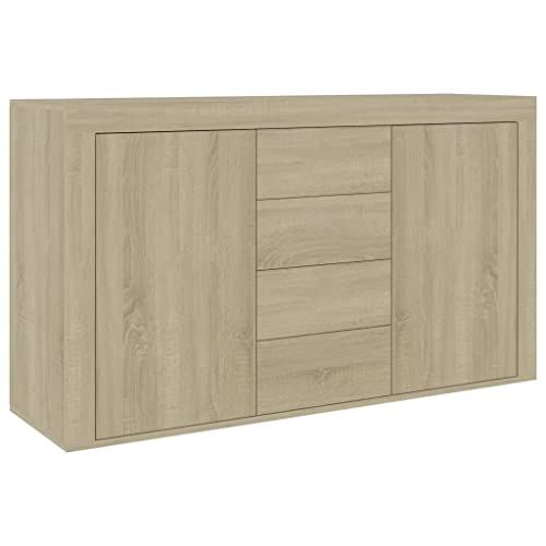 vidaXL Buffet Armoire Latérale Armoire de Rangement Meuble de Rangement avec 2 Portes et 4 Tiroirs Intérieur Chêne Sonoma 120x36x69 cm cm Aggloméré