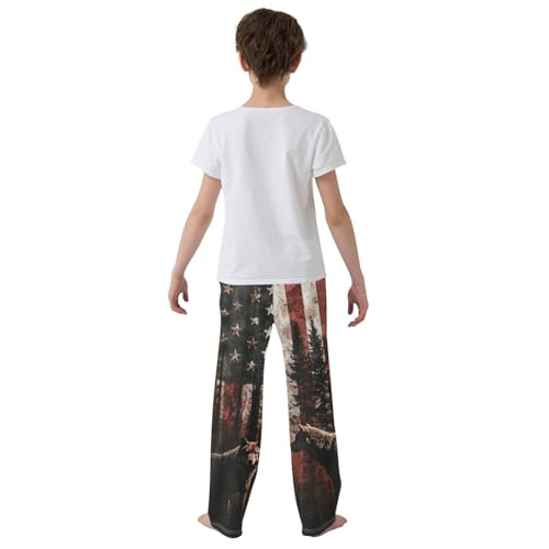 Pajama Pants American Flag Wolf Stripes Long Sleep Pants Lounge Bottoms 7
