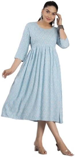 Vijay LAXMI Enterprises Women Maternity Feeding Dress Pregnancy Dress Fit & Flare Western Dress with Zipper