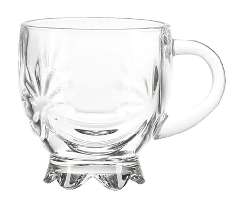 Image of VILON Italian Premium Glass Tea Cup Set | Coffee Mugs with Handle Transparent Drinking Cup for Milk, Cappuccino, Hot Chocolate & Cold Beverages | 150ml| Set of 6 (Star Teacup 150ML 6)