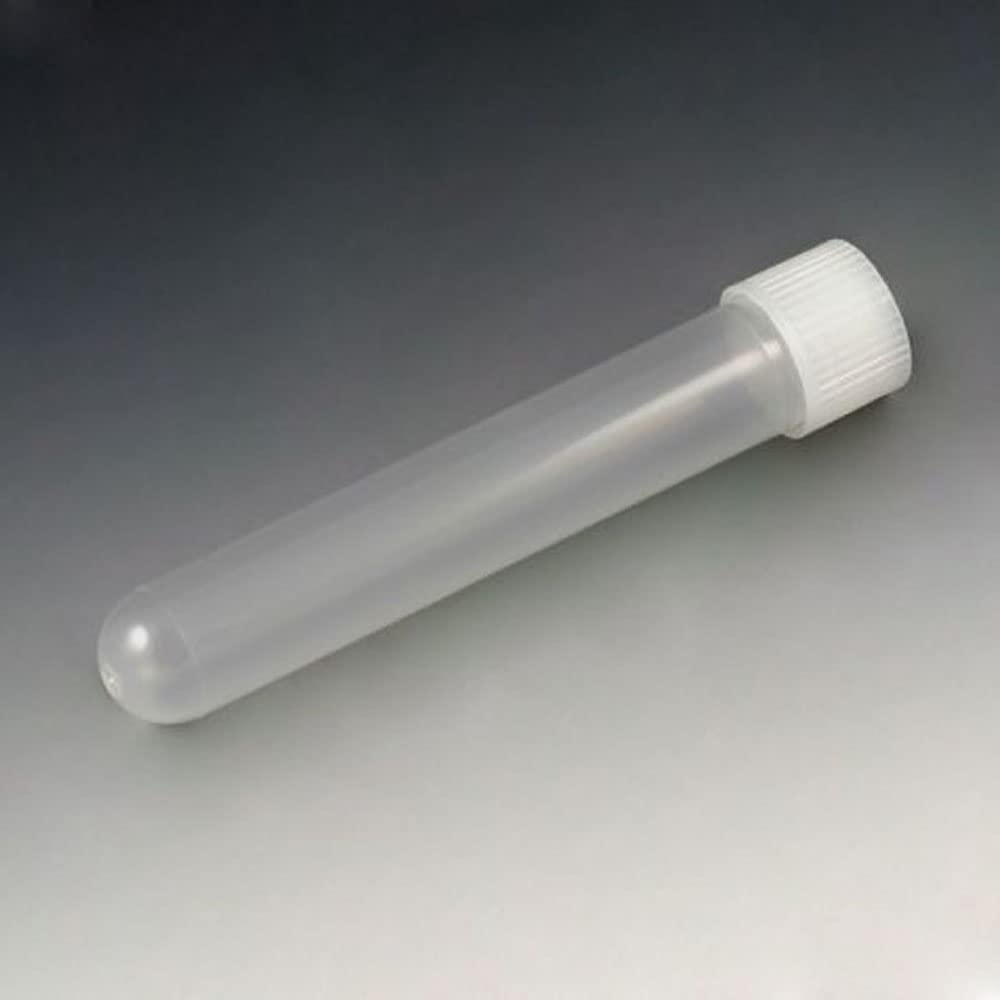 Globe Scientific 6148W Polypropylene Test Tube with Attached White Polyethylene Screw Cap, 5ml Capacity, Pack of 1000