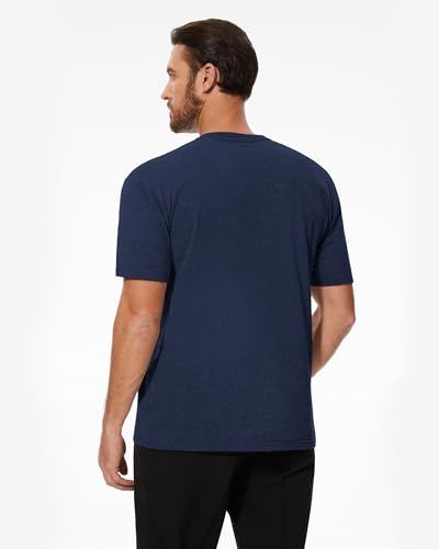 Image of Mens T Shirts Crew Neck Tees for Men Plain Fitted Athletic Shirts Soft Cotton Blend Casual Everyday Mens Plain T-Shirts Easy Care Work Weekend - 4 Pack, Dark Gray Light Gray Green Navy, S