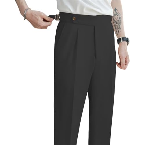 Men’s Cotton Linen Dress Pants Summer Casual Gurkha Suit Trouser Lightweight Retro Business Suit Pants Long for Men