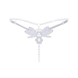 Panties Embroidery V-String Adjustable Size Underwear Sexy Lady G-String Items for Women Boutique (White, One Size)