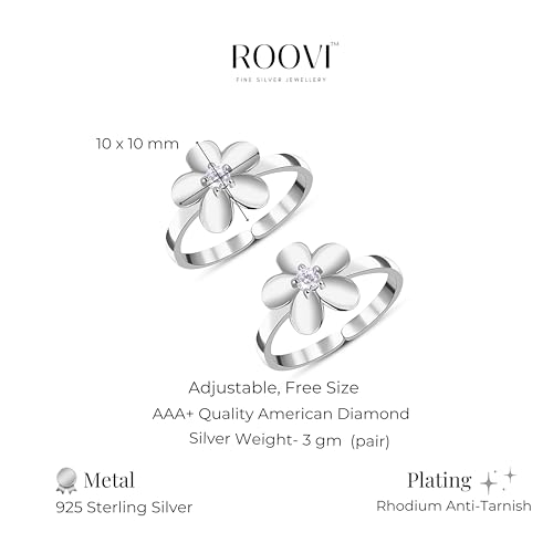 Image of ROOVI 925 Sterling Silver BIS Hallmarked Toe Ring I Gifts for Girlfriend, Gifts for Women & Girls| With Certificate of Authenticity and 925 Stamp