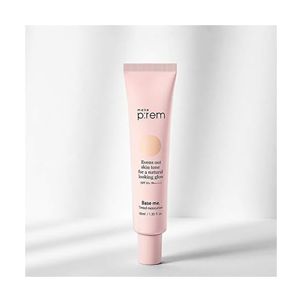 MAKEPREM-Base-me-Tinted-Moisturizer-135-fl-oz-SPF-50-PA-weight-Makeup-Base-with-Sunscreen-for-a-Naturally-Glowing-Look-Make-Prem-MakePrem MAKEPREM Base Me Tinted Moisturizer UVA UVB UV Protection SPF 50+ PA++++1.35 Fl Oz VEGAN Makeup Base Primer Sunscreen…