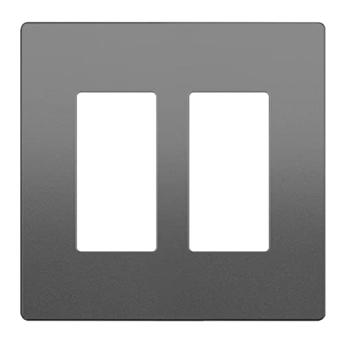 Image of LIDER Decorator Switch Cover, Screwless Wall Plate, Mid-Size 2-Gang 4.88 inch x 4.92 inch, LSWP-32M-SG, UL Listed, Thermoplastic, Matte Space Gray, 1-Pack