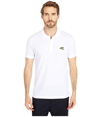 Lacoste Men's Short Sleeve Croc Animation Regular Fit Polo Shirt, White, XL