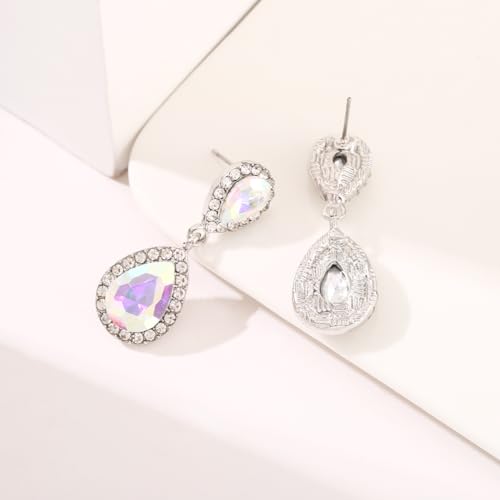 Vintage Rhinestone Teardrop Dangle Earrings Sparkle Crystal Bridal Earrings for Brides Bridesmaides Statement Drop Earrings for Women Wedding Formal Prom4