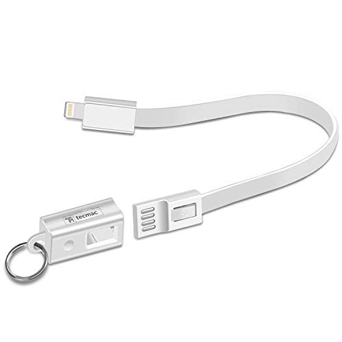 tecmac 2 in 1 TPE Cord Keychain Micro USB Data Sync Charger Cable | White