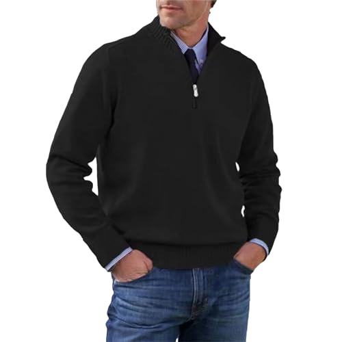 3PC 1/4 Zip Knitted Sweater for Men Male Casual Quarter-Zip Knit Sweaters Men's Soft Touch Quarter-Zip Sweater3