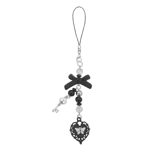 Homvog 1-4PCS Cute Phone Charms Aesthetic Y2K Cell Phone Charms Strap Strawberry Butterfly Star PhoneCharm Y2K Accessories for Bag Keychain Airpods Camera Pendants Decor (1 Black Heart)