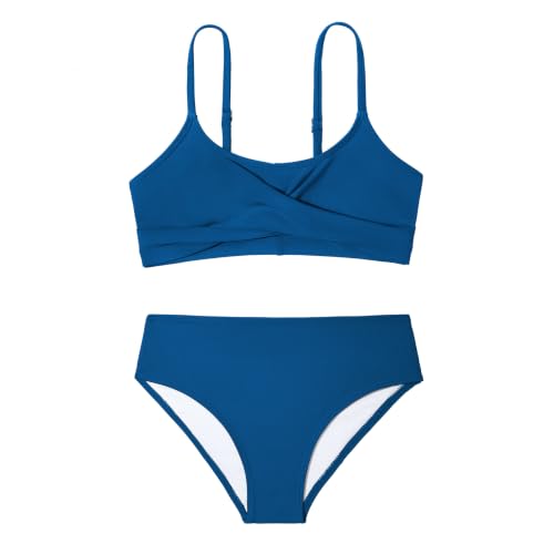 Image of Zando Girls Swimsuit Two Piece - Adjustable Strap Bathing Suit Solid Color Bikini Sets for Teens Girl Beach Swimwear
