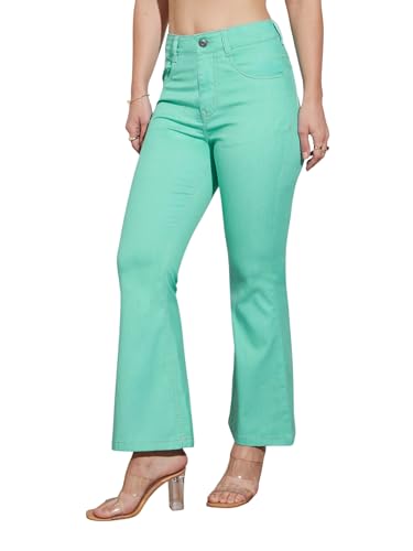 Image of Miss Chase Women's Skinny High Rise Cropped Length Fringe Detailing Stretchable Denim Jeans