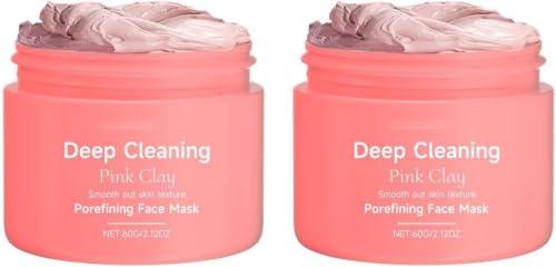 Mascarilla de arcilla rosa para refinar poros, mascarilla de barro de limpieza profunda, atenúa la hiperpigmentación y unifica el tono, limpia los poros, textura suave