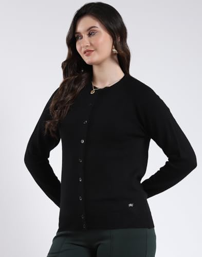 Image of Monte Carlo Women Regular Fit Full Sleeve Solid Round Neck Winter Cardigan (Pack of 1)