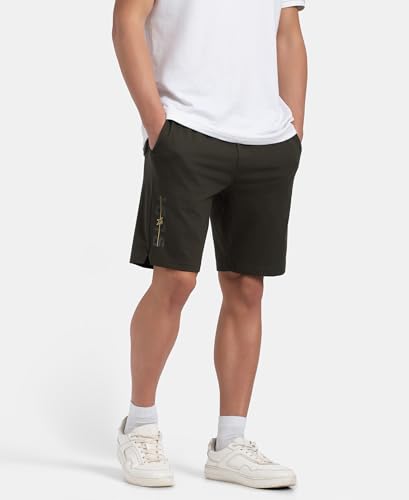 Image of Jockey AM12 Men's Super Combed Cotton Straight Fit Solid Shorts with Side Pockets