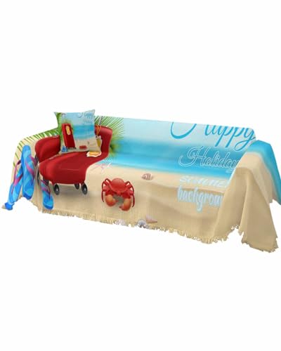 Happy Holidays Red Sofa Cover for 3-Cushion Couch 71"x134