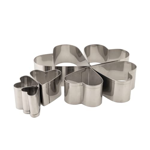 Image of KMW Stainless Steel Heart-Shaped Cookie Cutter Set (7 Pieces Set) | Cake Decorating Tools | Molds for Biscuits and Sandwiches