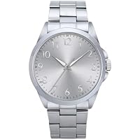 NUOVO Men's Stainless Steel Case Analog Display Classic Watch (Sliver Arabic)