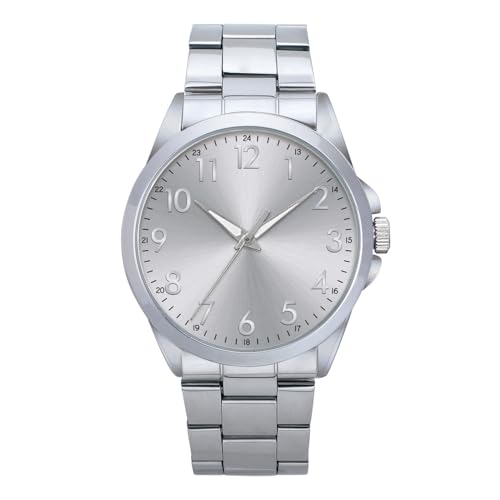 NUOVO Men's Stainless Steel Watch 41mm Silver Dial Arabic Numerals Analog Display Water Resistant 30m