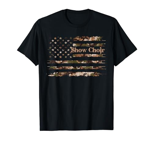 Show Choir Desert Camo Distressed American Flag Vintage Camiseta