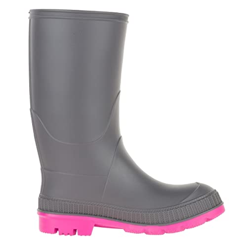 Kamik Kids Stomp Waterproof Rain Boots,Charcoal/Magenta,123
