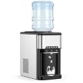 PETSITE Countertop Water Cooler Dispenser with Ice Maker, 3 in 1 Top-Loading Hot & Cold Water Dispenser 5 Gallon, 48 LBS Daily-Ice, Portable Ice Cube Makers Machine for Home Kitchen Office Bar
