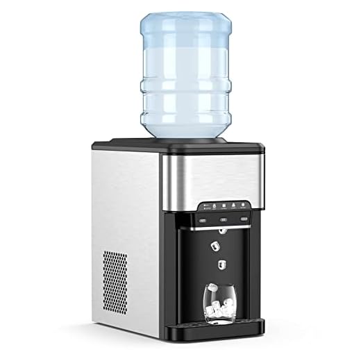 PETSITE Countertop Water Cooler Dispenser with Ice Maker, 3 in 1 Top-Loading Hot & Cold Water Dispenser 5 Gallon, 48 LBS Daily-Ice, Portable Ice Cube Makers Machine for Home Kitchen Office Bar