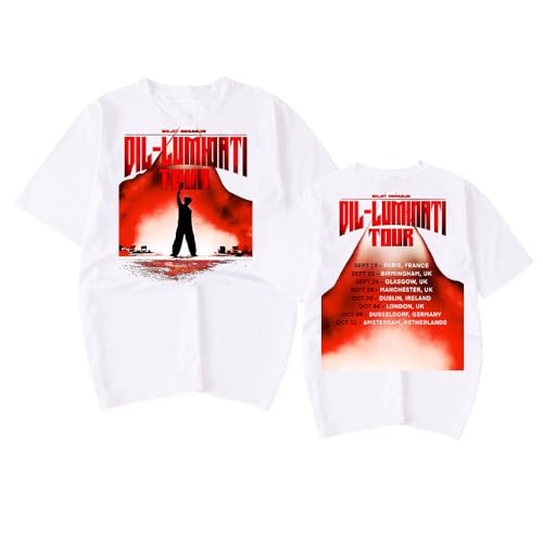 Image of RYSXJLX Diljit Dosanjh T-Shirt Dil-Luminati Tour UK 2024 Women Men Fashion Casual Short Sleeve Tee (XL,White)