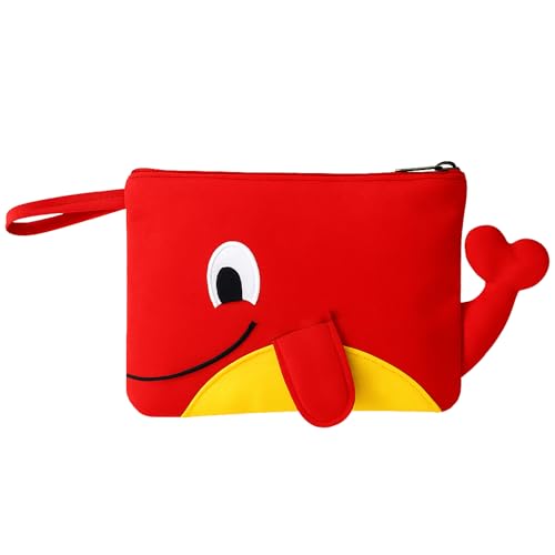 Image of Kids Swimming Bag | Whale Shape Red-Yellow Mini Travel Bag for Boys & Girls | Waterproof Preschool Nursery Tote with Wet Dry Separation | Storage for Clothes, Toys, Art Class, Dance & Beach