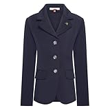Imperial Riding IRH Basic Glam Kinder Turnierjackett Reitblazer ungefüttert mit Strassdetails 3-Knopf-Verschluss Pattentaschen Revers mit Logomünze zwei Rückenschlitze für Turniere, Navy, 176